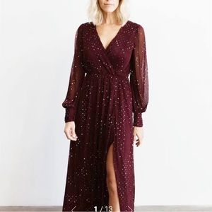Baltic born burgundy rhinestone Abigail Sparkle maxi dress